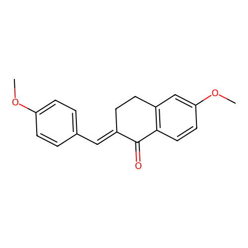 (2E)-6-methoxy-2-[(4-methoxyphenyl)methylidene]-3,4-dihydronaphthalen-1-one structure