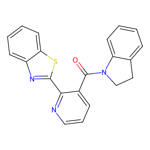 [2-(1,3-benzothiazol-2-yl)pyridin-3-yl](2,3-dihydro-1H-indol-1-yl)methanone structure