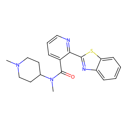 2-(1,3-benzothiazol-2-yl)-N-methyl-N-(1-methylpiperidin-4-yl)pyridine-3-carboxamide structure