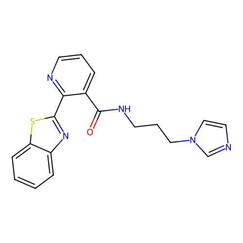 2-(1,3-benzothiazol-2-yl)-N-[3-(1H-imidazol-1-yl)propyl]pyridine-3-carboxamide structure