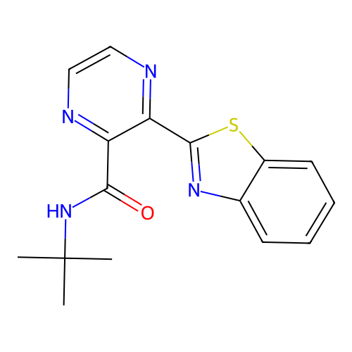 3-(1,3-benzothiazol-2-yl)-N-tert-butylpyrazine-2-carboxamide structure