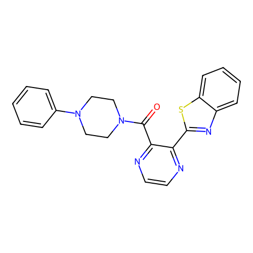 3-Benzothiazol-2-ylpyrazin-2-yl 4-phenylpiperazinyl ketone structure