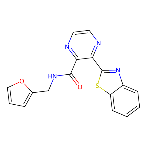 3-(1,3-benzothiazol-2-yl)-N-(furan-2-ylmethyl)pyrazine-2-carboxamide structure