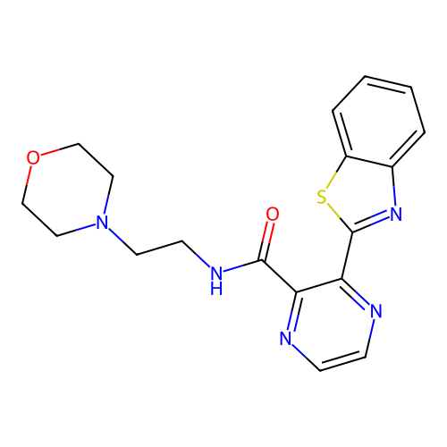 3-(1,3-benzothiazol-2-yl)-N-[2-(morpholin-4-yl)ethyl]pyrazine-2-carboxamide structure