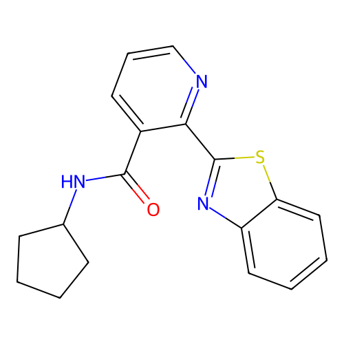 2-(1,3-benzothiazol-2-yl)-N-cyclopentylpyridine-3-carboxamide structure