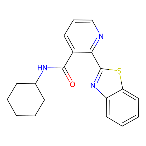 2-(1,3-benzothiazol-2-yl)-N-cyclohexylpyridine-3-carboxamide structure