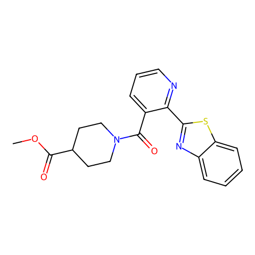 Methyl 1-(2-(benzo[d]thiazol-2-yl)nicotinoyl)piperidine-4-carboxylate structure