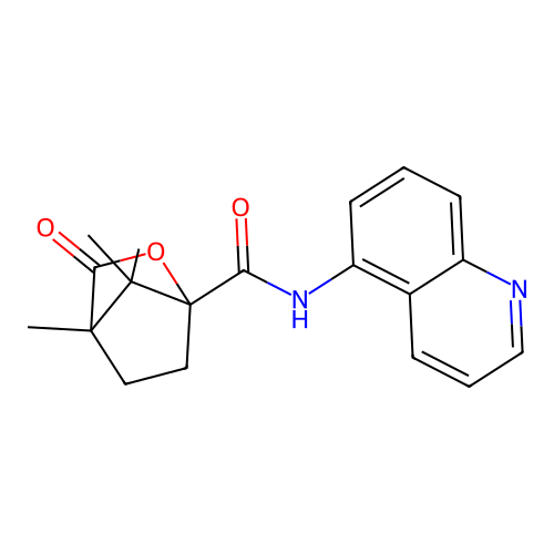 4,7,7-trimethyl-3-oxo-N-(quinolin-5-yl)-2-oxabicyclo[2.2.1]heptane-1-carboxamide structure