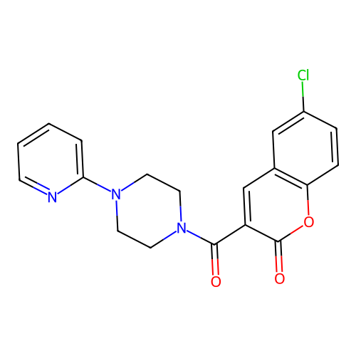 6-Chloro-3-(4-pyridin-2-ylpiperazine-1-carbonyl)chromen-2-one structure