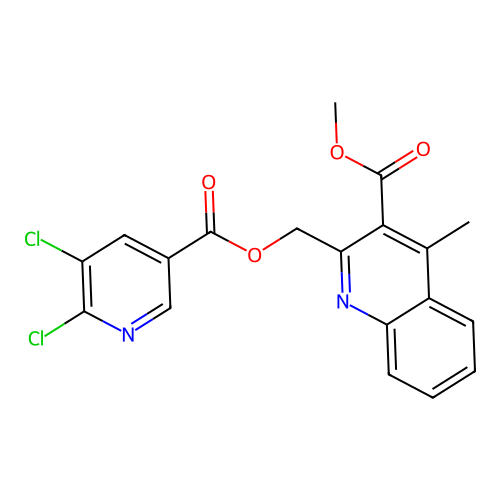 methyl 2-[(5,6-dichloropyridine-3-carbonyl)oxymethyl]-4-methylquinoline-3-carboxylate structure