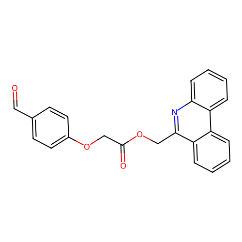 Phenanthridin-6-ylmethyl 2-(4-formylphenoxy)acetate structure