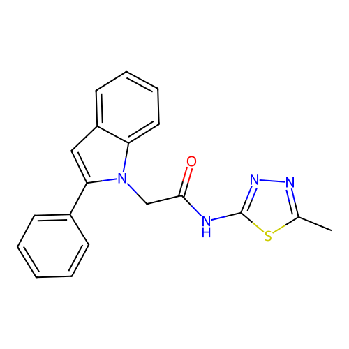 N-(5-methyl-1,3,4-thiadiazol-2-yl)-2-(2-phenyl-1H-indol-1-yl)acetamide structure