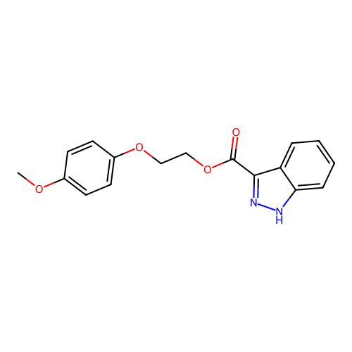 2-(4-methoxyphenoxy)ethyl 1H-indazole-3-carboxylate structure