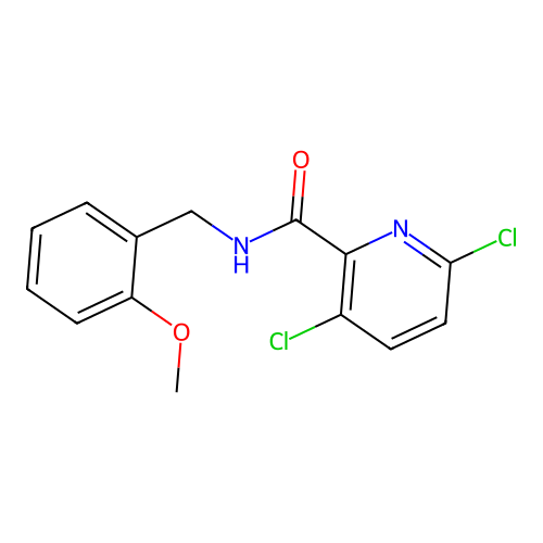 3,6-dichloro-N-[(2-methoxyphenyl)methyl]pyridine-2-carboxamide structure
