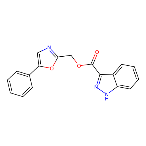 (5-phenyl-1,3-oxazol-2-yl)methyl 1H-indazole-3-carboxylate structure