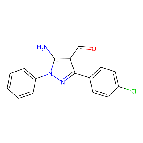 1H-Pyrazole-4-carboxaldehyde, 5-amino-3-(4-chlorophenyl)-1-phenyl- structure