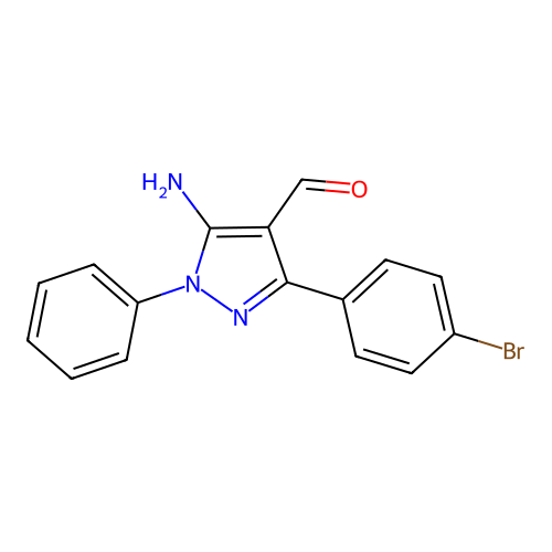 1H-Pyrazole-4-carboxaldehyde, 5-amino-3-(4-bromophenyl)-1-phenyl- structure