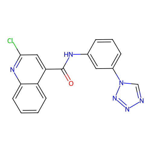 2-chloro-N-[3-(1H-1,2,3,4-tetrazol-1-yl)phenyl]quinoline-4-carboxamide structure