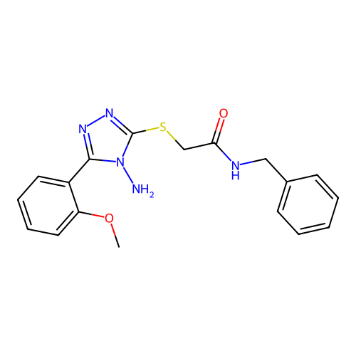 2-[[4-amino-5-(2-methoxyphenyl)-1,2,4-triazol-3-yl]sulfanyl]-N-benzylacetamide structure