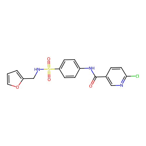 6-chloro-N-[4-(furan-2-ylmethylsulfamoyl)phenyl]pyridine-3-carboxamide structure