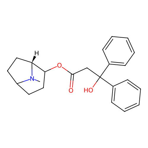 1-alpha-H,5-alpha-H-Tropan-2-alpha-ol, 3,3-diphenylhydracrylate (ester), (+)- structure