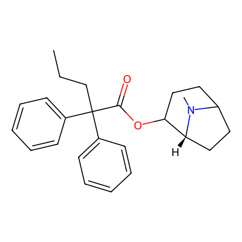 1-alpha-H,5-alpha-H-Tropan-2-alpha-ol, 2,2-diphenylvalerate (ester), (+)- structure