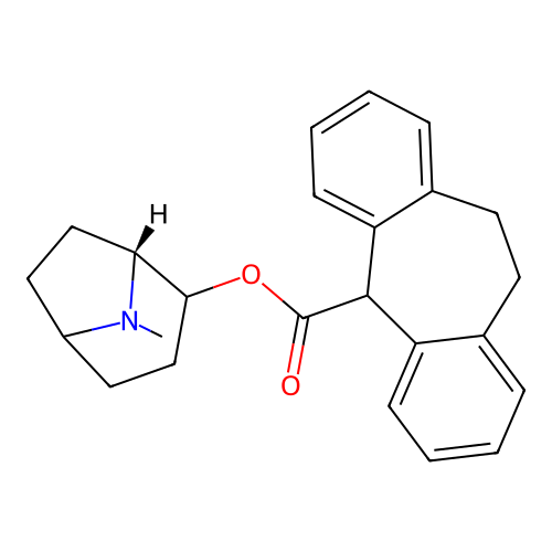 1-alpha-H,5-alpha-H-Tropan-2-alpha-ol, 10,11-dihydro-5H-dibenzo(a,d)cycloheptene-5-carboxylate (ester), (+)- structure