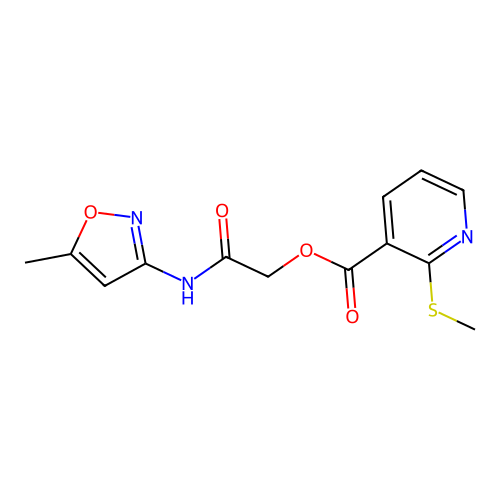 [(5-methyl-1,2-oxazol-3-yl)carbamoyl]methyl 2-(methylsulfanyl)pyridine-3-carboxylate structure