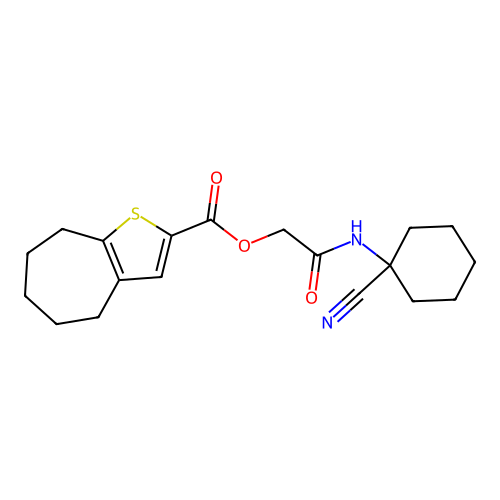 [(1-CYANOCYCLOHEXYL)CARBAMOYL]METHYL 4H,5H,6H,7H,8H-CYCLOHEPTA[B]THIOPHENE-2-CARBOXYLATE structure
