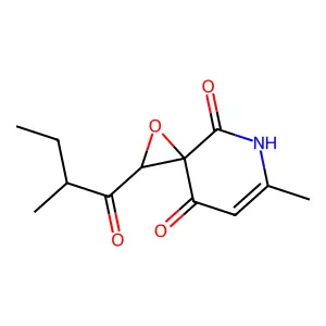 1-Oxa-5-azaspiro(2.5)oct-6-ene-4,8-dione, 6-methyl-2-(2-methyl-1-oxobutyl)-, (2S-(2alpha(R*),3alpha))- structure