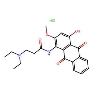 1-(omega-Diethylaminopropylamide)-2-methoxy-4-hydroxy-9,10-anthracenedione structure