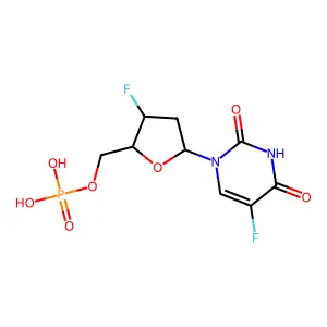 5-Fluoro-(2',3')-dideoxy-3'-fluorouridine 5'-phosphate structure