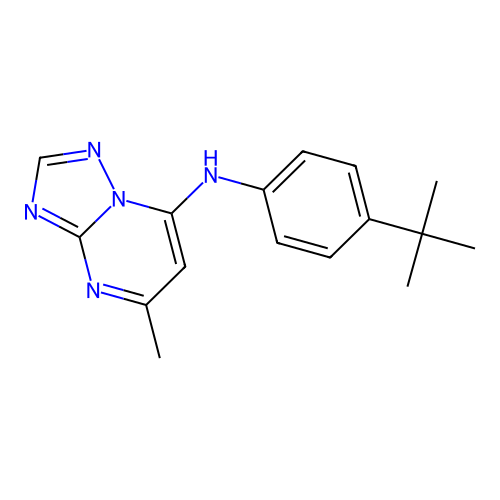 N-(4-tert-butylphenyl)-5-methyl-[1,2,4]triazolo[1,5-a]pyrimidin-7-amine structure