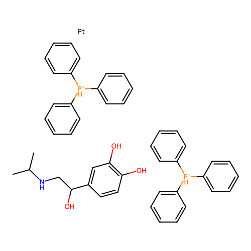 4-[1-hydroxy-2-(propan-2-ylamino)ethyl]benzene-1,2-diol;platinum;triphenylphosphanium structure