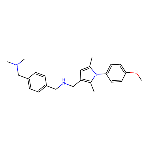 ([4-[(Dimethylamino)methyl]phenyl]methyl)([[1-(4-methoxyphenyl)-2,5-dimethyl-1H-pyrrol-3-yl]methyl])amine structure