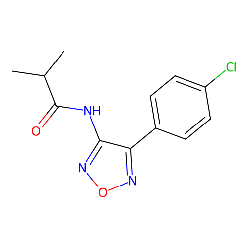 N-[4-(4-chlorophenyl)-1,2,5-oxadiazol-3-yl]-2-methylpropanamide structure