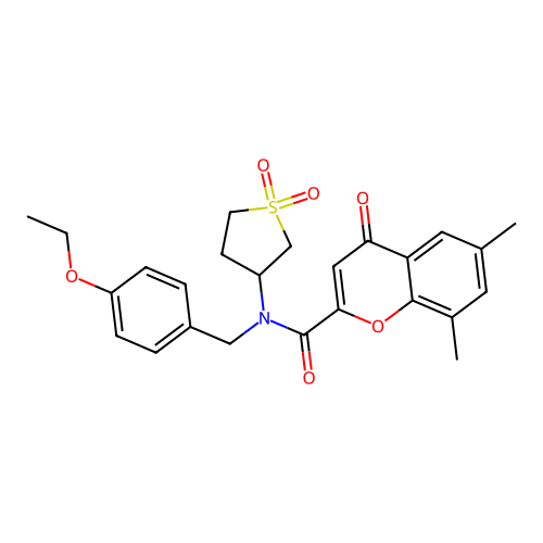 N-(1,1-dioxidotetrahydrothiophen-3-yl)-N-(4-ethoxybenzyl)-6,8-dimethyl-4-oxo-4H-chromene-2-carboxamide structure