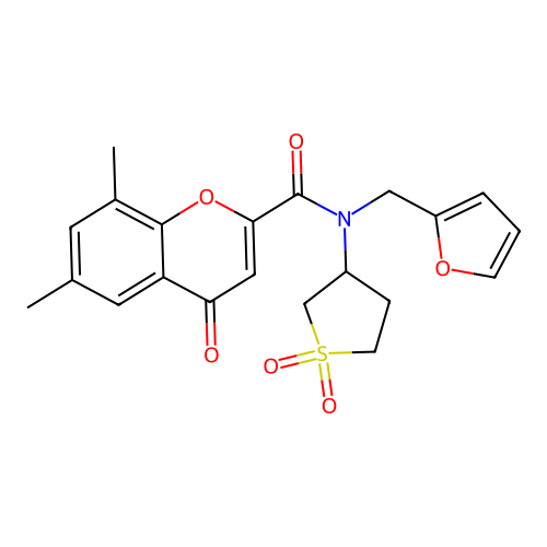 N-(1,1-dioxidotetrahydrothiophen-3-yl)-N-(furan-2-ylmethyl)-6,8-dimethyl-4-oxo-4H-chromene-2-carboxamide structure