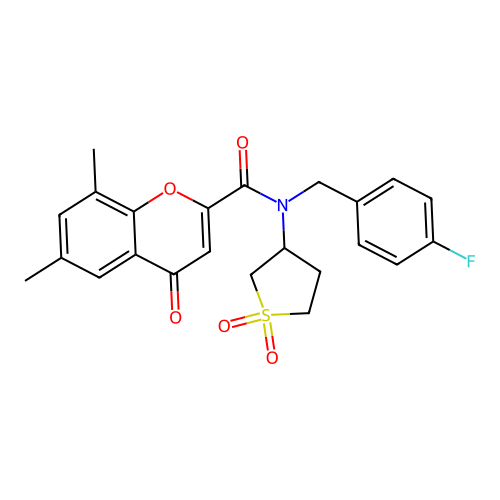 N-(1,1-dioxidotetrahydrothiophen-3-yl)-N-(4-fluorobenzyl)-6,8-dimethyl-4-oxo-4H-chromene-2-carboxamide structure