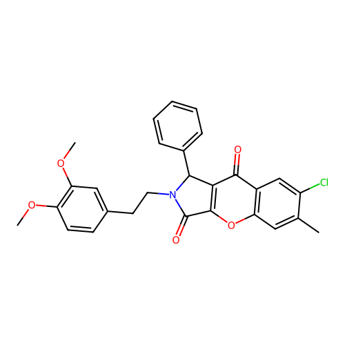 7-chloro-2-[2-(3,4-dimethoxyphenyl)ethyl]-6-methyl-1-phenyl-1,2-dihydrochromeno[2,3-c]pyrrole-3,9-dione structure