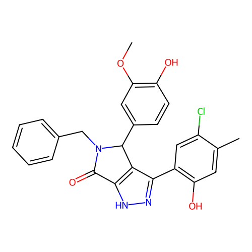 5-benzyl-3-(5-chloro-2-hydroxy-4-methylphenyl)-4-(4-hydroxy-3-methoxyphenyl)-4,5-dihydropyrrolo[3,4-c]pyrazol-6(2H)-one structure