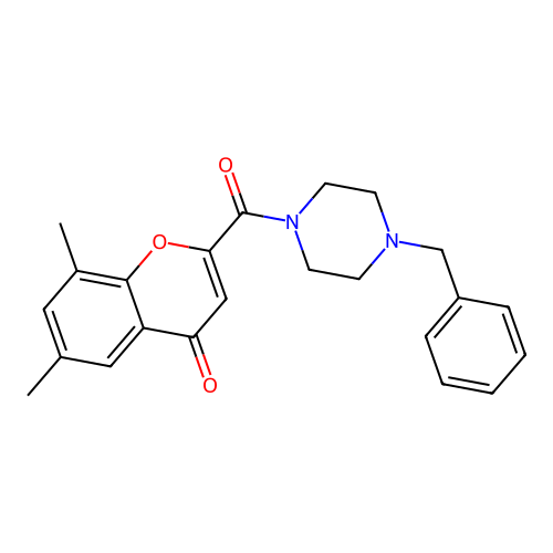 2-[(4-benzylpiperazin-1-yl)carbonyl]-6,8-dimethyl-4H-chromen-4-one structure