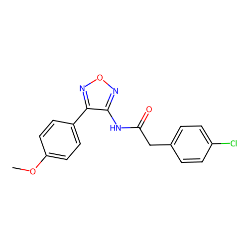 2-(4-chlorophenyl)-N-[4-(4-methoxyphenyl)-1,2,5-oxadiazol-3-yl]acetamide structure