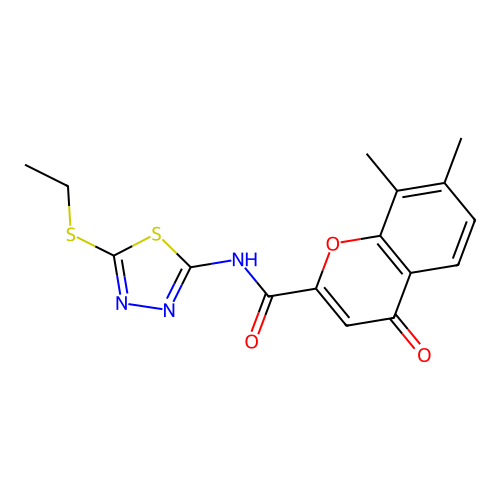 N-[5-(ethylsulfanyl)-1,3,4-thiadiazol-2-yl]-7,8-dimethyl-4-oxo-4H-chromene-2-carboxamide structure