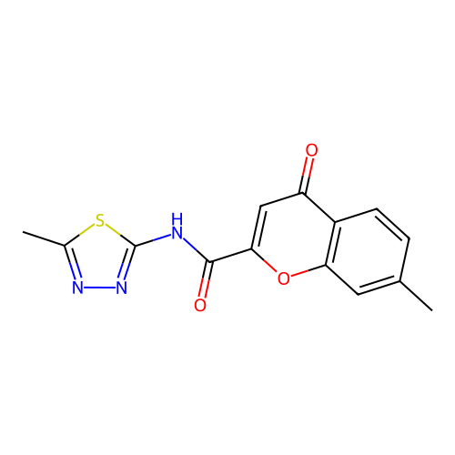 7-methyl-N-(5-methyl-1,3,4-thiadiazol-2-yl)-4-oxo-4H-chromene-2-carboxamide structure