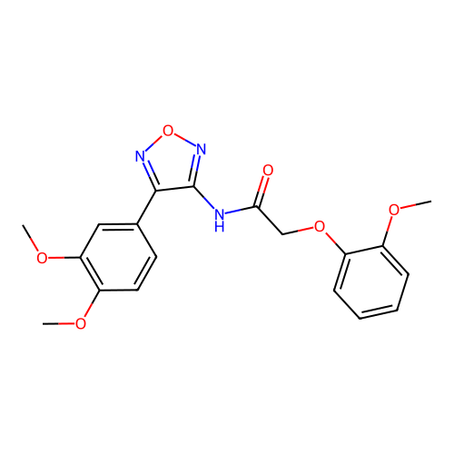 N-[4-(3,4-dimethoxyphenyl)-1,2,5-oxadiazol-3-yl]-2-(2-methoxyphenoxy)acetamide structure