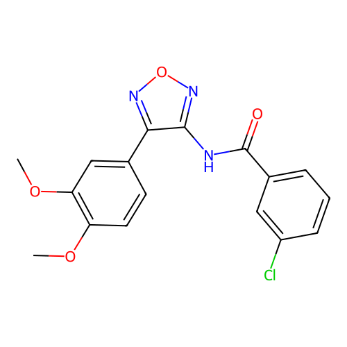 3-chloro-N-[4-(3,4-dimethoxyphenyl)-1,2,5-oxadiazol-3-yl]benzamide structure