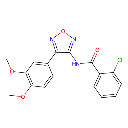 2-chloro-N-[4-(3,4-dimethoxyphenyl)-1,2,5-oxadiazol-3-yl]benzamide structure