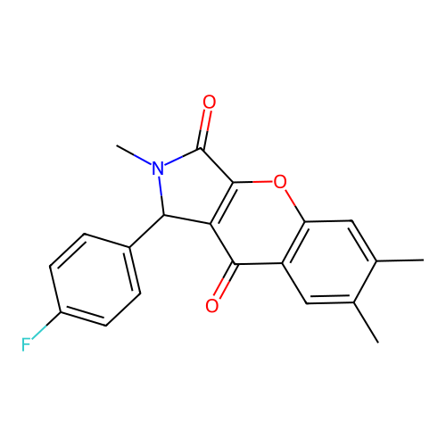1-(4-fluorophenyl)-2,6,7-trimethyl-1H-chromeno[2,3-c]pyrrole-3,9-dione structure