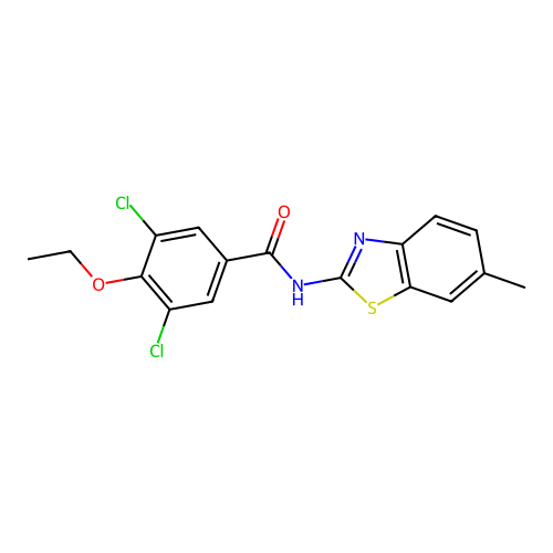 3,5-dichloro-4-ethoxy-N-(6-methyl-1,3-benzothiazol-2-yl)benzamide structure